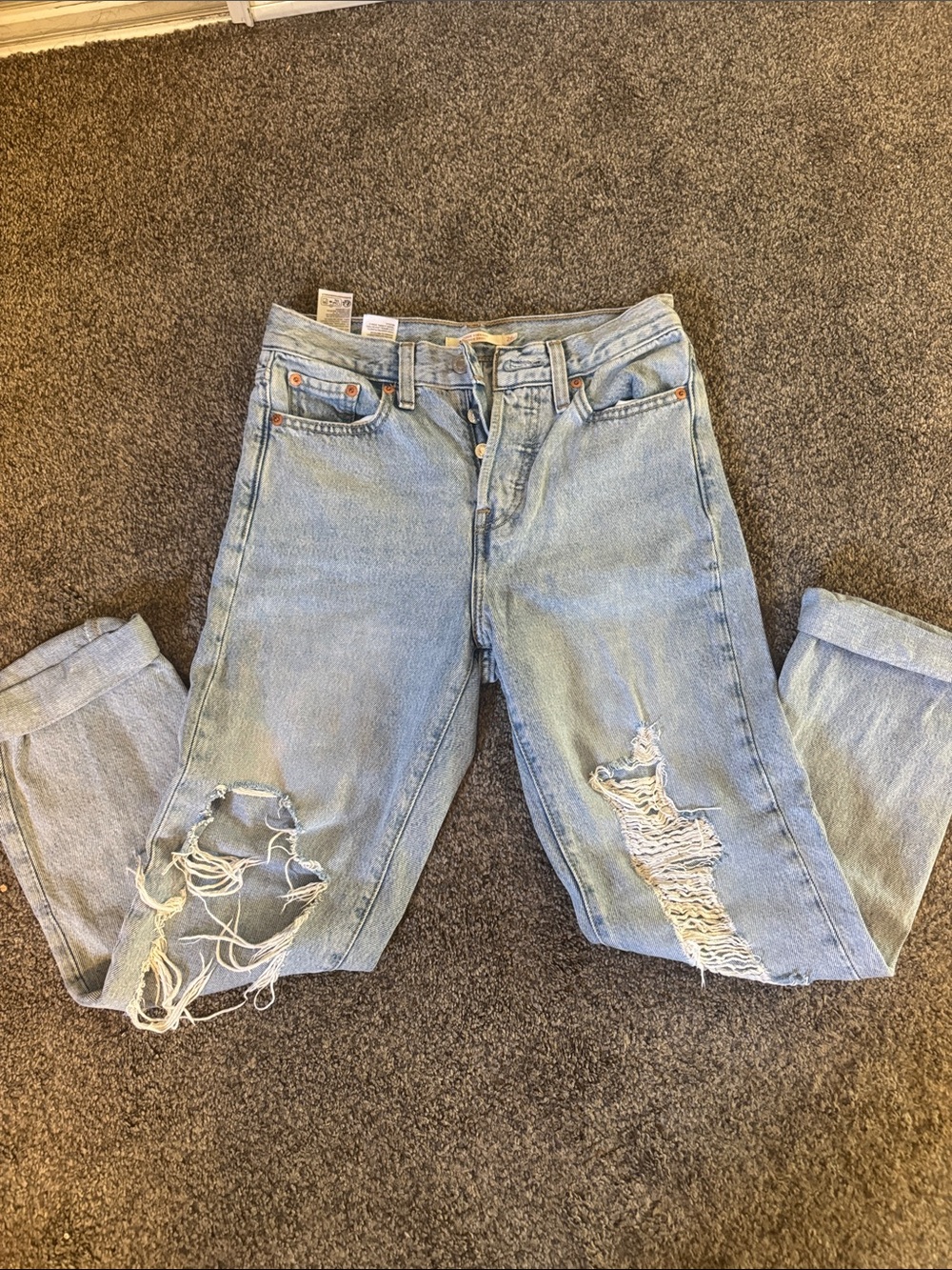 Levi's Light Blue Distressed Wedgie Straight Jeans
